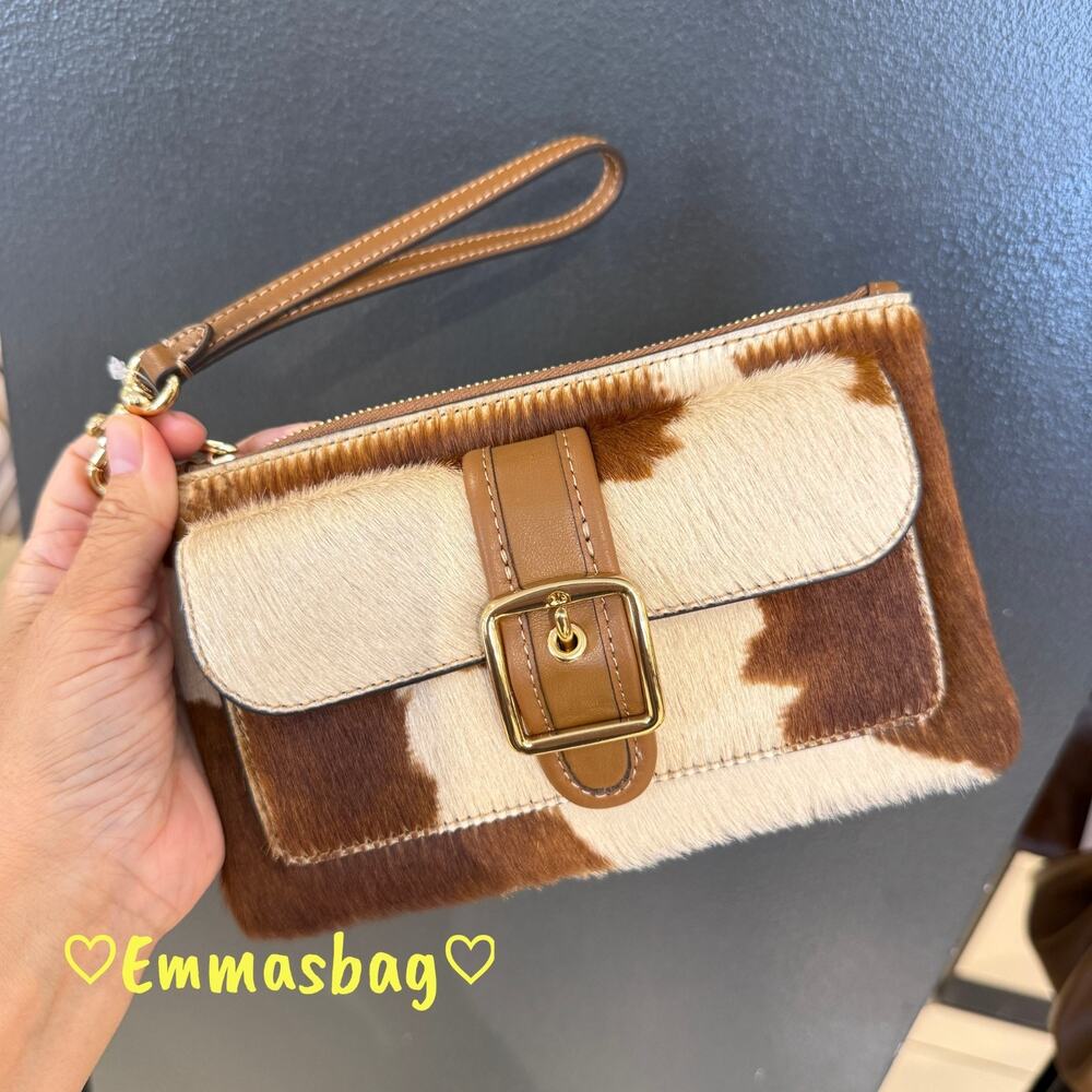 Coach Ashton Wristlet Haircalf Cow Print CDY07 cow printed haircalf/Gold/Cow